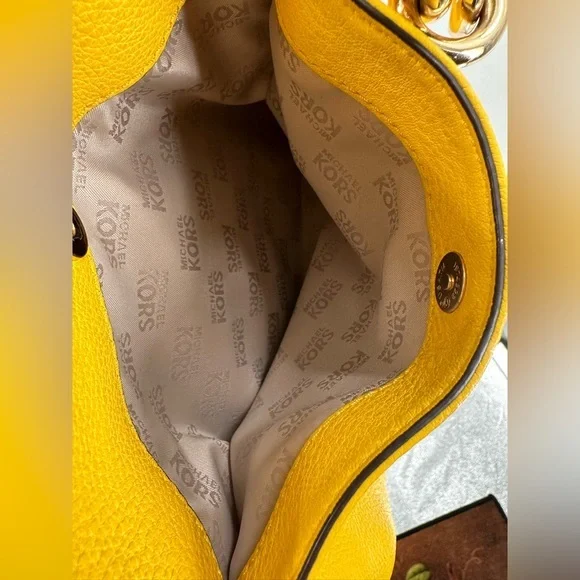 MICHAEL Michael Kors Large Leather‎ Fulton Chain Shoulder Tote (Citrus) - Picture 10 of 16